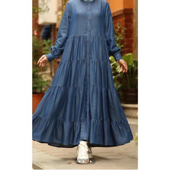Long sleeve Denim Maxi Dres - Picture 4 of 4